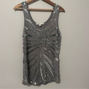 Boston Proper Embellished Grey Tank Top Size S